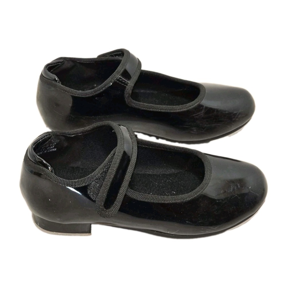 Danshuz Girls Black Mary Jane Tap Shoes Youth 11.5M Hook Loop Dance Recital